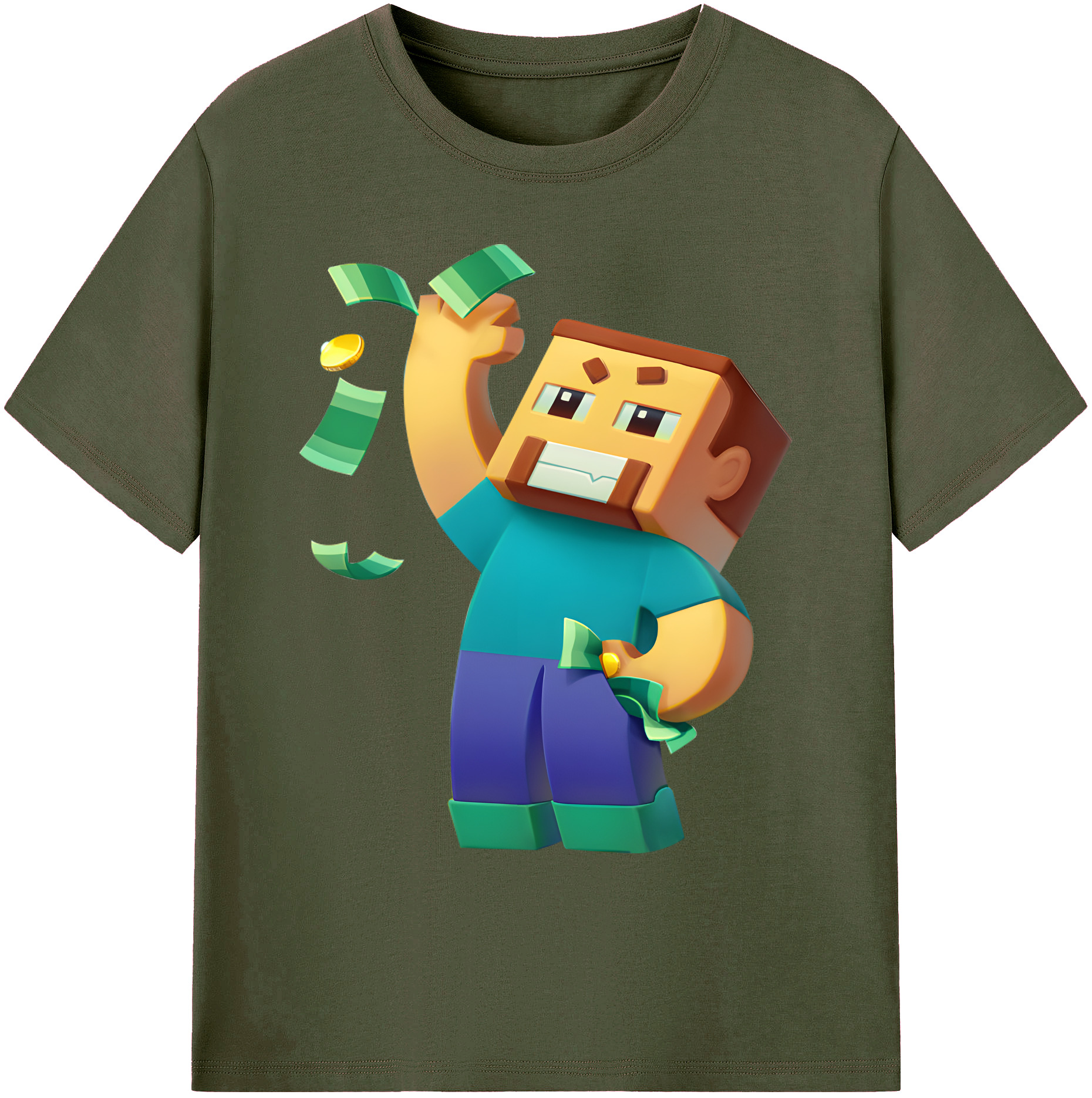 （画像用） マインクラフト ブロックの世界 Minecraft MC Block world 綿100％ メンズ半袖Tシャツ｜肌触りやわらか＆通気性